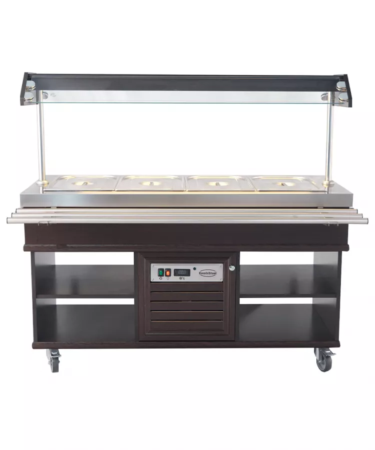 Buffet GN 4/1 gekühlt – Mahagoni, 0,35 kW, LED, Edelstahl, statisch Buffet GN 4/1 gekühlt – Mahagoni, 0,35 kW, LED, Edelstahl, statisch