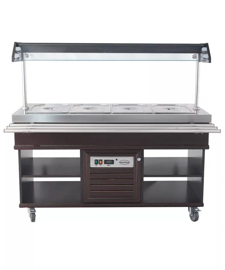 Buffet GN 4/1 gekühlt – Mahagoni, 0,35 kW, LED, Edelstahl, statisch Buffet GN 4/1 gekühlt – Mahagoni, 0,35 kW, LED, Edelstahl, statisch