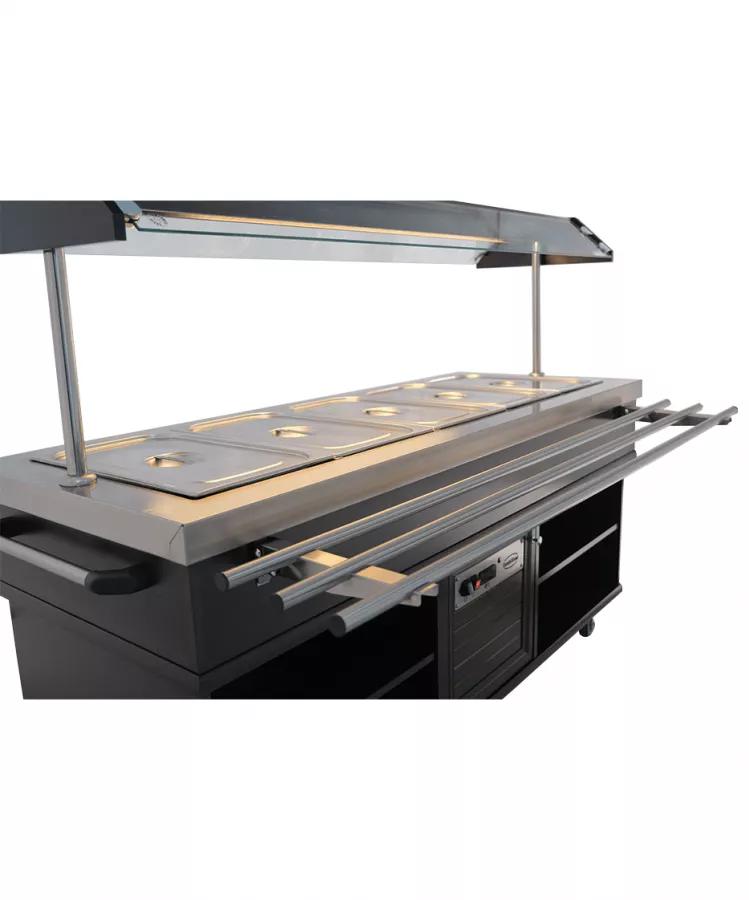 Buffet GN 5/1 gekühlt – Mahagoni, statisch, LED, 0,4 kW, 5× GN 1/1 Buffet GN 5/1 gekühlt – Mahagoni, statisch, LED, 0,4 kW, 5× GN 1/1