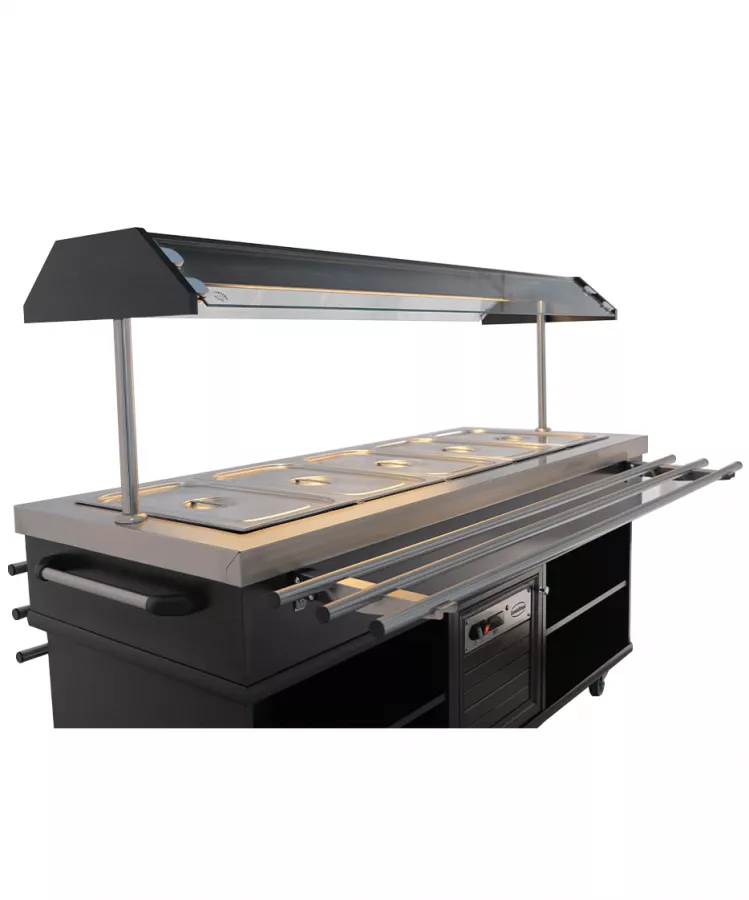 Buffet GN 5/1 gekühlt – Mahagoni, statisch, LED, 0,4 kW, 5× GN 1/1 Buffet GN 5/1 gekühlt – Mahagoni, statisch, LED, 0,4 kW, 5× GN 1/1