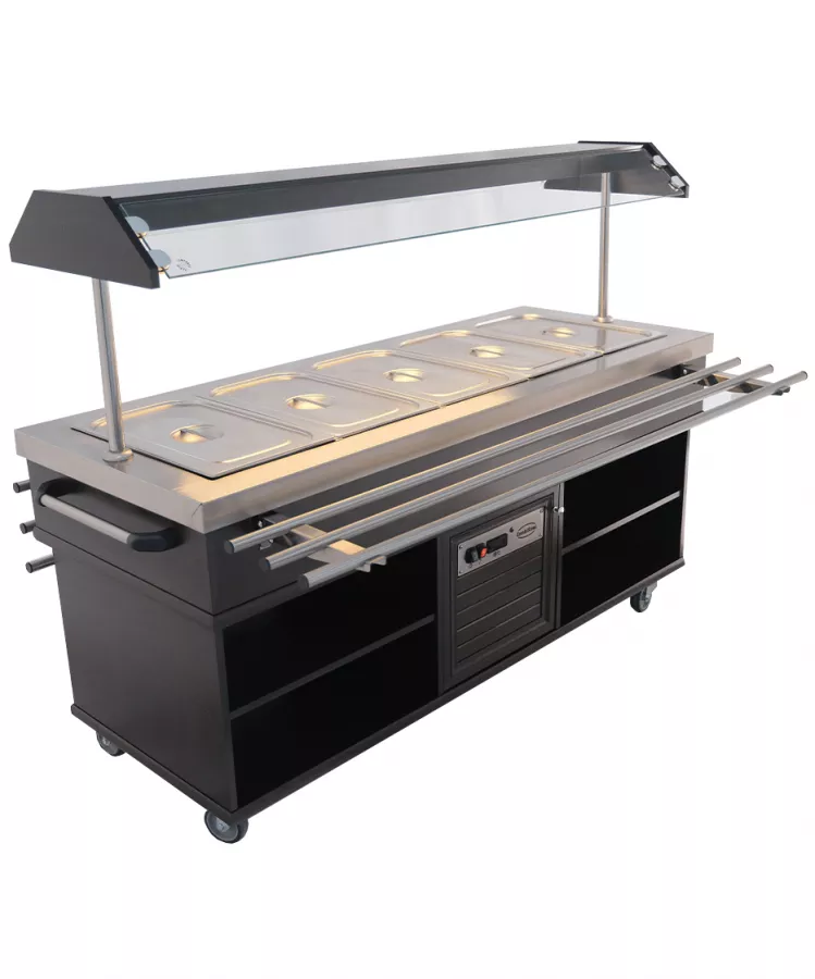 Buffet GN 5/1 gekühlt – Mahagoni, statisch, LED, 0,4 kW, 5× GN 1/1 Buffet GN 5/1 gekühlt – Mahagoni, statisch, LED, 0,4 kW, 5× GN 1/1
