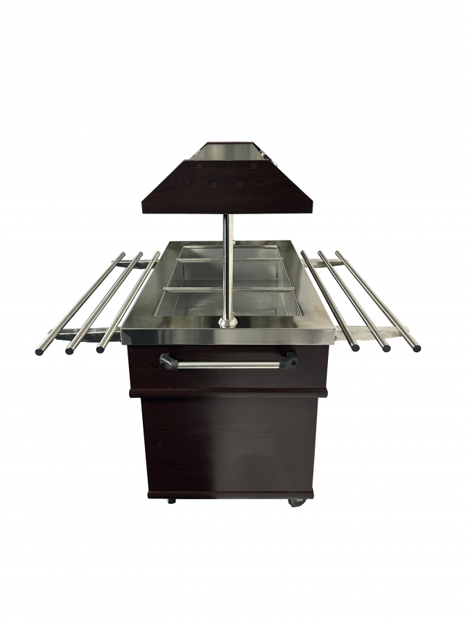 Heißes Buffet GN 3/1 Mahagoni mit LED – Wärmewagen für 3x 1/1 GN Heißes Buffet GN 3/1 Mahagoni mit LED – Wärmewagen für 3x 1/1 GN