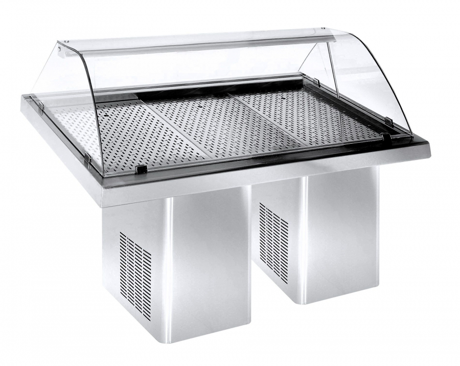 Gekühlte Fischvitrine 1.9 – Edelstahl, LED, -5 °C, fahrbar