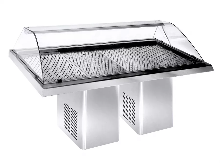 Gekühlte Fischvitrine 2.3 – Edelstahl, 0,25 kW, LED, fahrbar Gekühlte Fischvitrine 2.3 – Edelstahl, 0,25 kW, LED, fahrbar