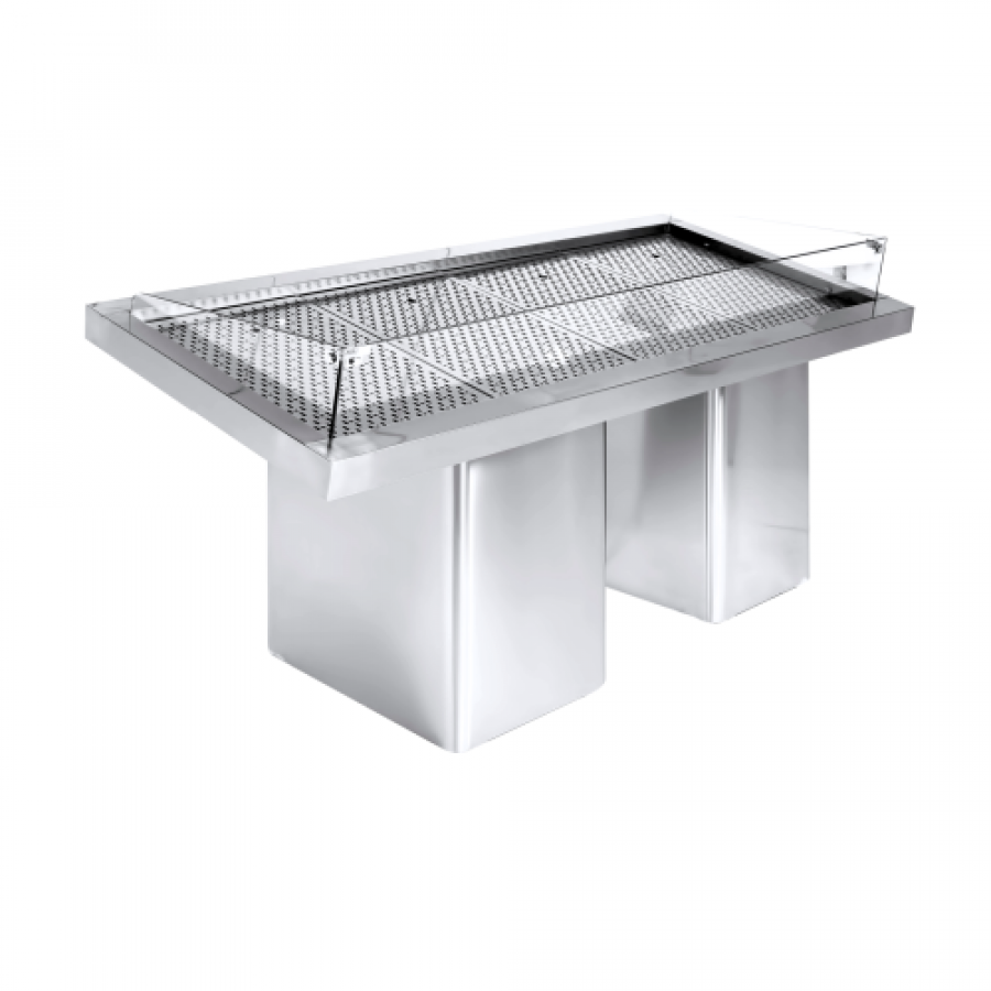 Fischvitrine Selbstbedienung 1.9 Edelstahl, fahrbar, 1880 mm