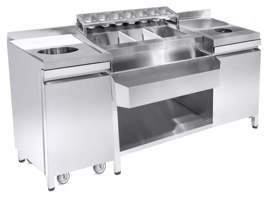 Cocktailstation 1790 – Mit integriertem Kühltisch & Spülmodul Cocktailstation 1790 – Mit integriertem Kühltisch & Spülmodul