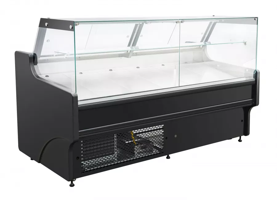 Kühlvitrine 370 l – Umluft – LED – Klappglas & Snack-Etage Kühlvitrine 370 l – Umluft – LED – Klappglas & Snack-Etage