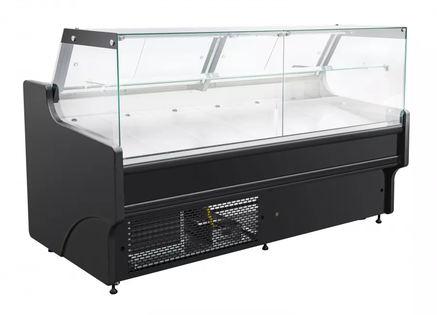 Kühlvitrine 370 l – Umluft – LED – Klappglas & Snack-Etage