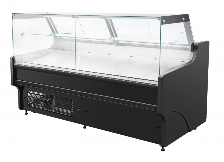 Kühlvitrine 370 l – Umluft – LED – Klappglas & Snack-Etage Kühlvitrine 370 l – Umluft – LED – Klappglas & Snack-Etage