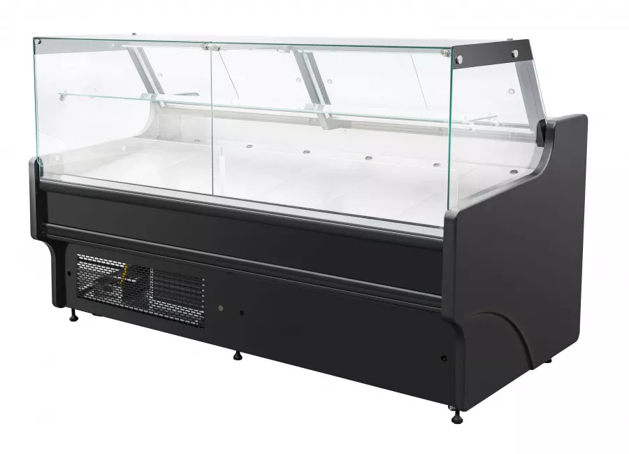 Kühlvitrine 460 l – Umluft – LED – Klappglas & Snack-Etage