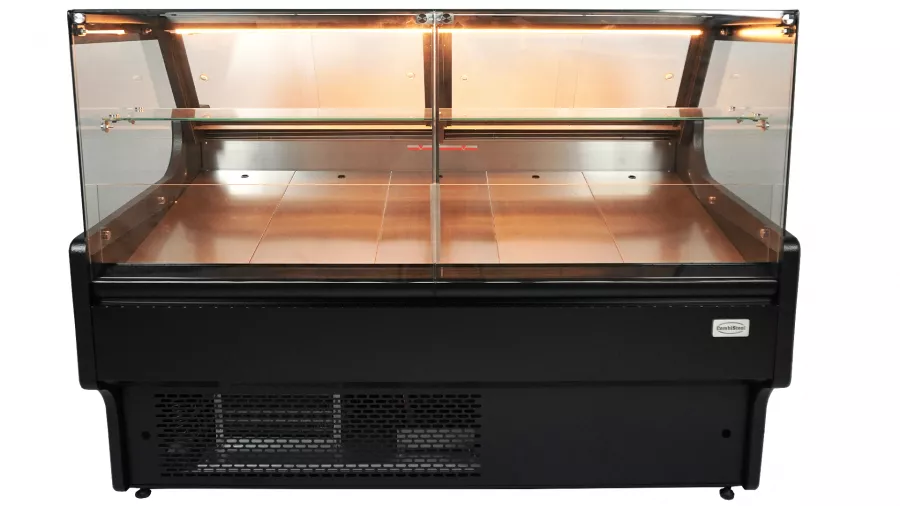 Kühlvitrine 370 l – Umluft – LED – Klappglas & Snack-Etage