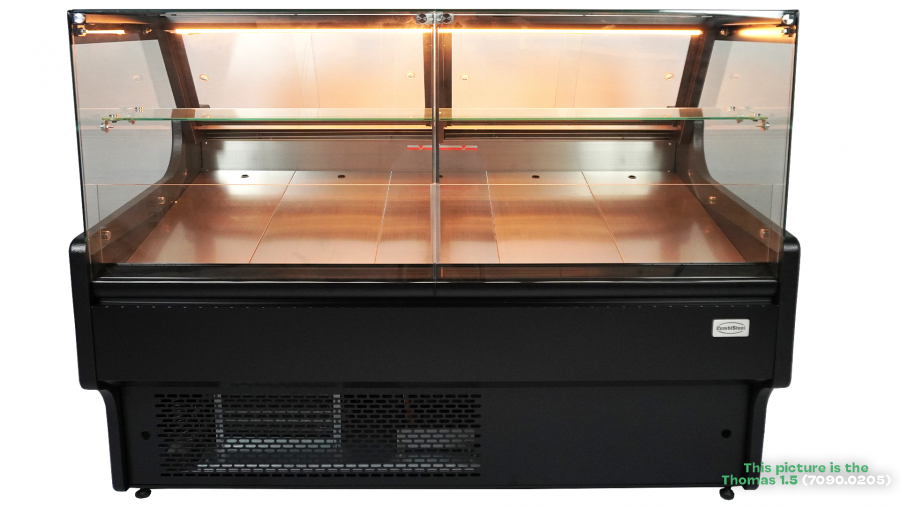 Kühlvitrine 370 l – Umluft – LED – Klappglas & Snack-Etage Kühlvitrine 370 l – Umluft – LED – Klappglas & Snack-Etage