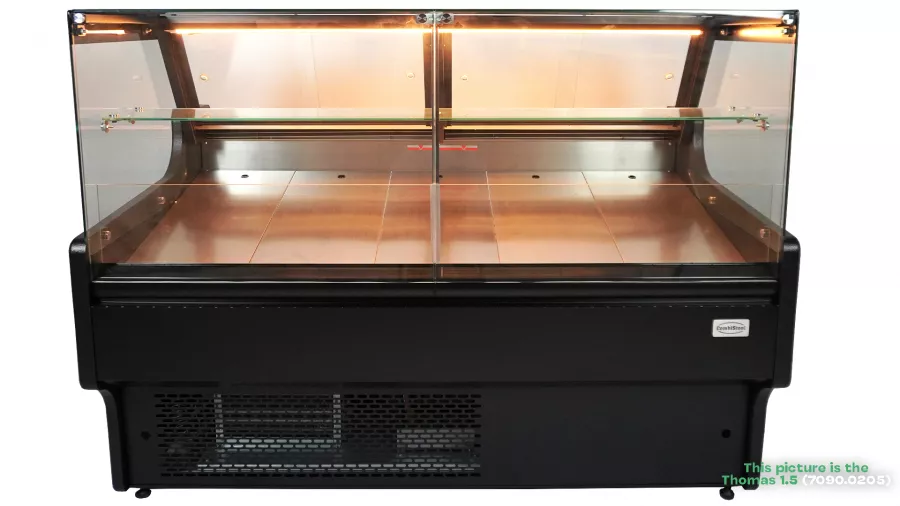Kühlvitrine 370 l – Umluft – LED – Klappglas & Snack-Etage Kühlvitrine 370 l – Umluft – LED – Klappglas & Snack-Etage