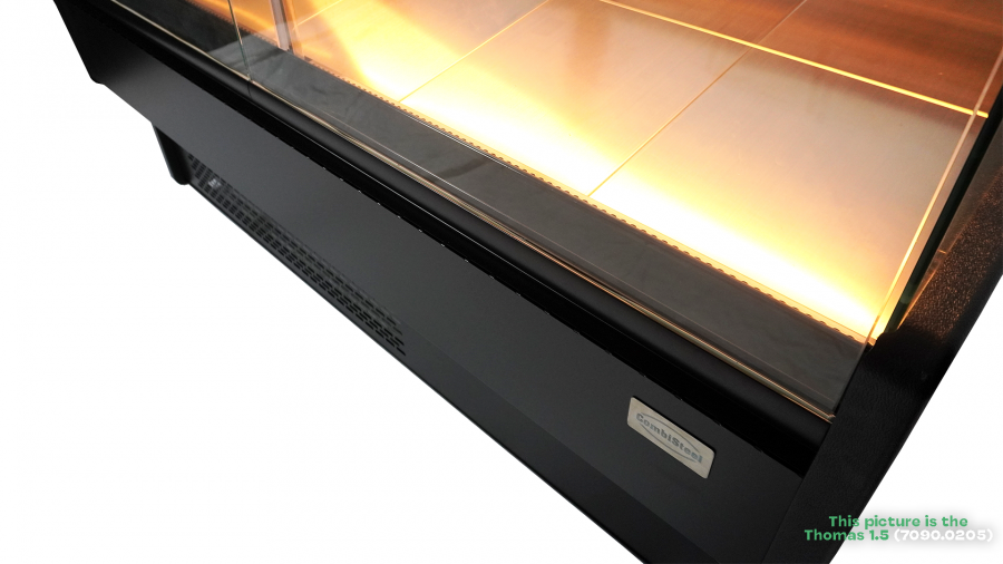Kühlvitrine 370 l – Umluft – LED – Klappglas & Snack-Etage Kühlvitrine 370 l – Umluft – LED – Klappglas & Snack-Etage