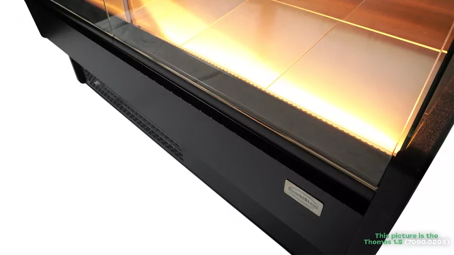 Kühlvitrine 370 l – Umluft – LED – Klappglas & Snack-Etage Kühlvitrine 370 l – Umluft – LED – Klappglas & Snack-Etage