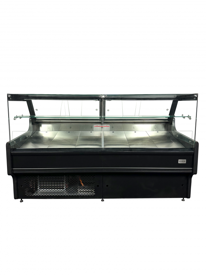Kühlvitrine 460 l – Umluft – LED – Klappglas & Snack-Etage Kühlvitrine 460 l – Umluft – LED – Klappglas & Snack-Etage