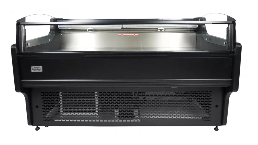 Offene Kühlvitrine 195 l – Umluft – Schwarz/Edelstahl