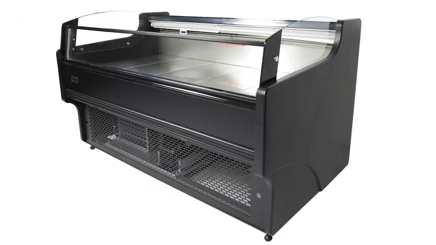 Offene Kühlvitrine 195 l – Umluft – Schwarz/Edelstahl