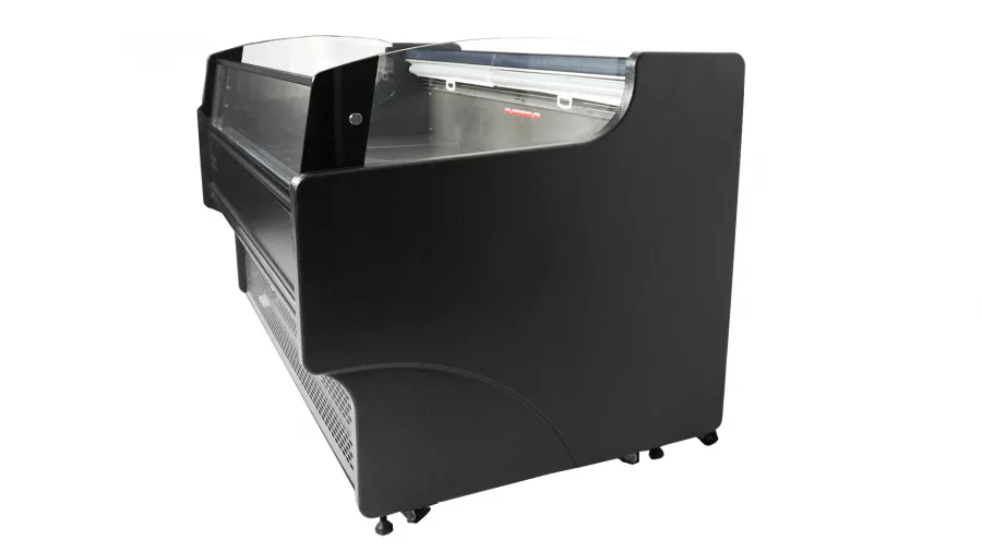 Offene Kühlvitrine 195 l – Umluft – Schwarz/Edelstahl