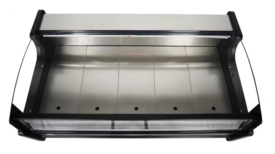 Offene Kühlvitrine 156 l – Umluft Schwarz/Edelstahl Offene Kühlvitrine 156 l – Umluft Schwarz/Edelstahl