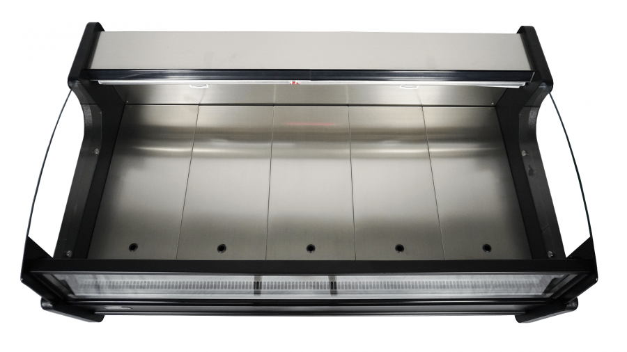Offene Kühlvitrine 195 l – Umluft – Schwarz/Edelstahl Offene Kühlvitrine 195 l – Umluft – Schwarz/Edelstahl