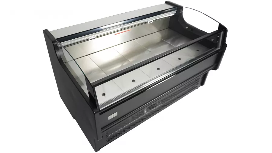 Offene Kühlvitrine 195 l – Umluft – Schwarz/Edelstahl