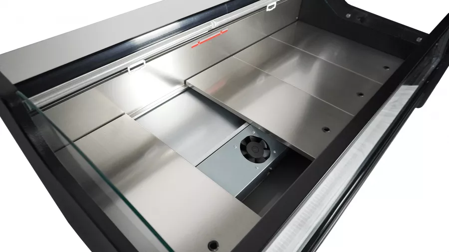 Offene Kühlvitrine 156 l – Umluft Schwarz/Edelstahl Offene Kühlvitrine 156 l – Umluft Schwarz/Edelstahl