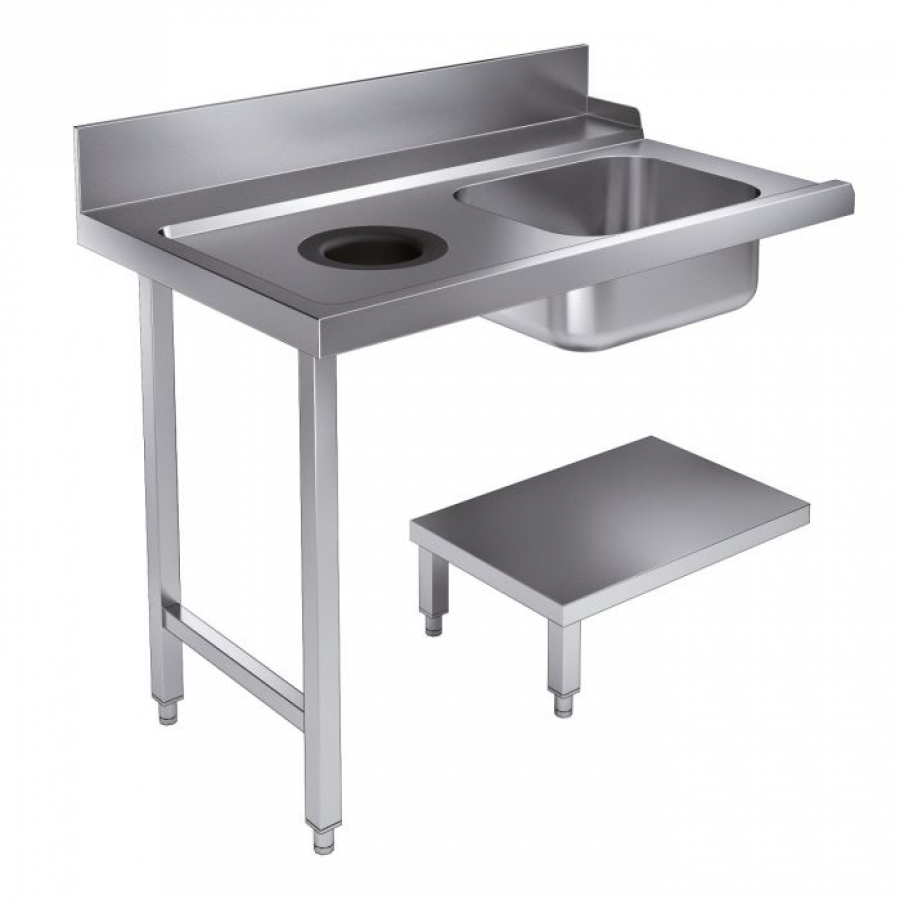 Zulauftisch 1200 Links mit Abfallloch