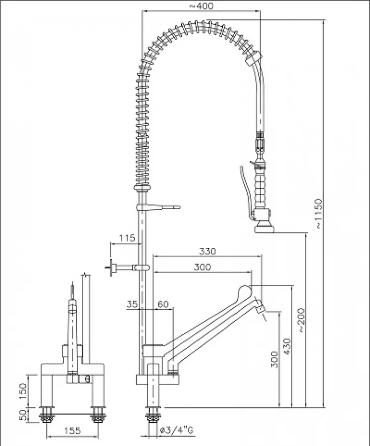 Vorspüldusche Ellebogenbedienung