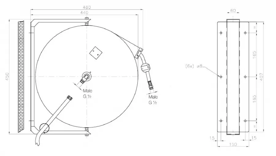 Schlauchhaspel 10 M Mit Spritzpistole