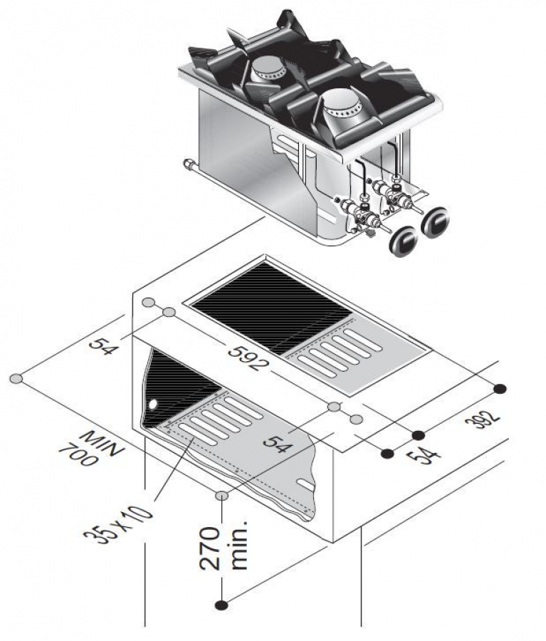 Gasherd 2-flammig, 2×3,5 kW, 7 kW gesamt, Tischgerät Gasherd 2-flammig, 2×3,5 kW, 7 kW gesamt, Tischgerät