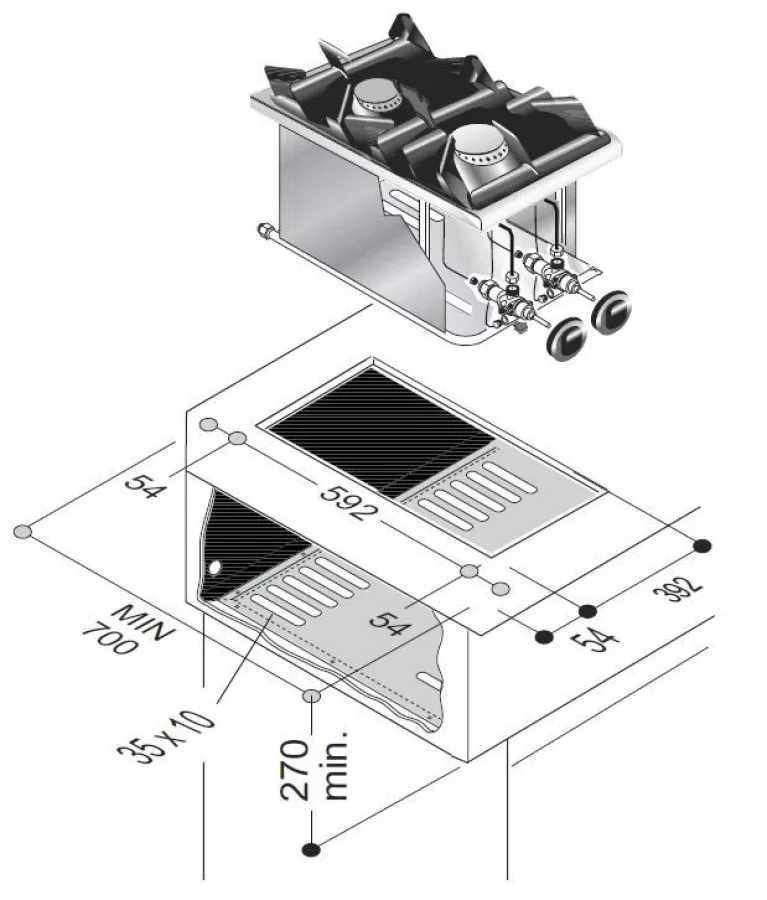 Gasherd 2-flammig, 2×3,5 kW, 7 kW gesamt, Tischgerät Gasherd 2-flammig, 2×3,5 kW, 7 kW gesamt, Tischgerät