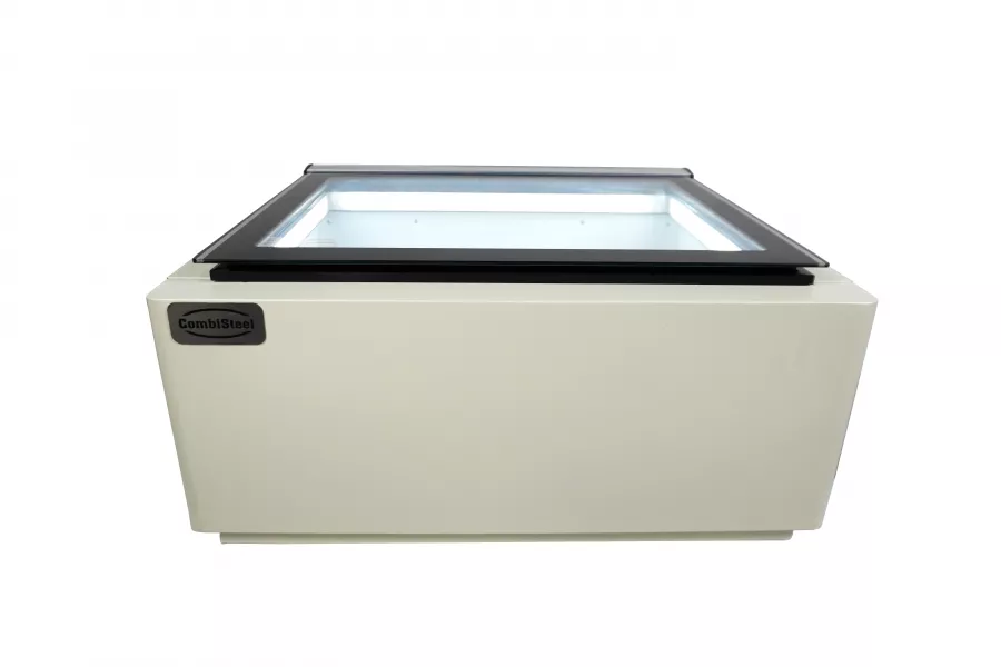 Tischmodell Speiseisvitrine Weiß Öffnet Auf Der Kundenseite