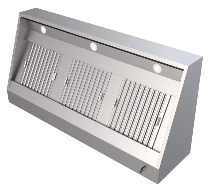 Wandhaube Edelstahl 2000x950x400 mm mit Beleuchtung