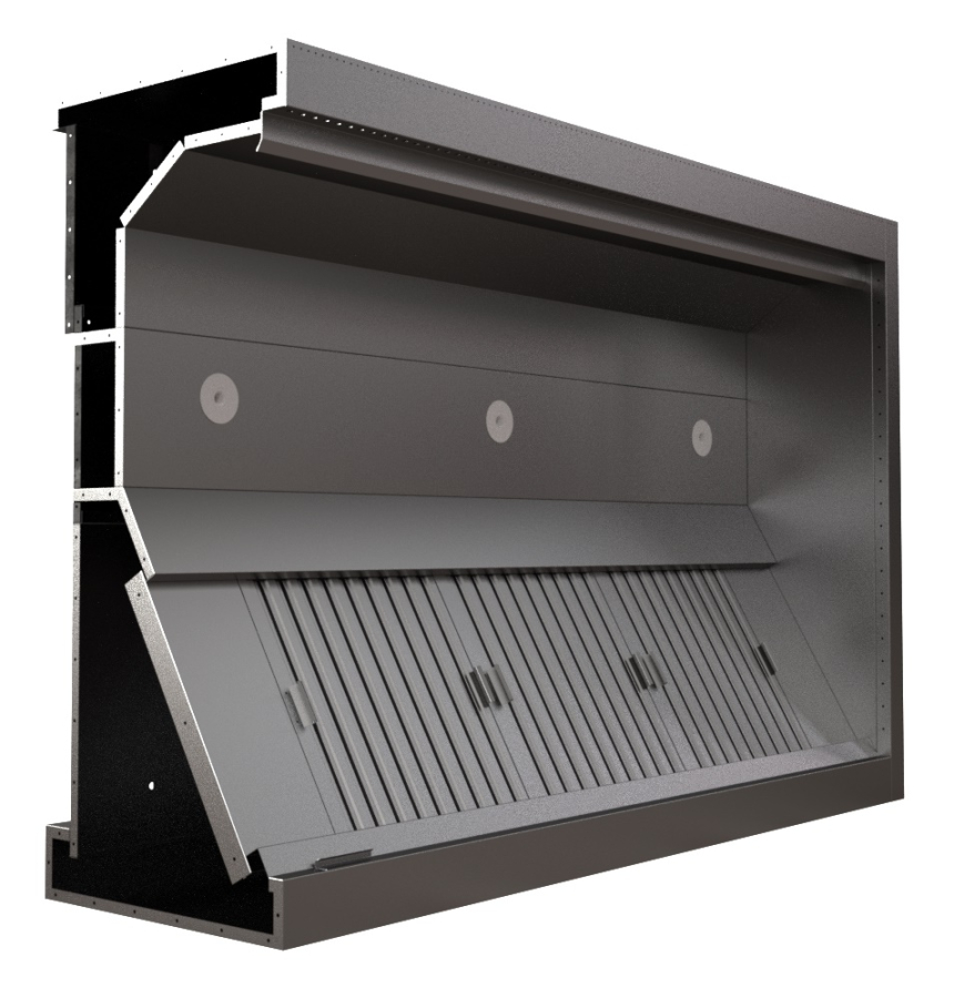 Inductie-afzuigkap roestvrij staal 2000x1300x550 mm met 3 filters