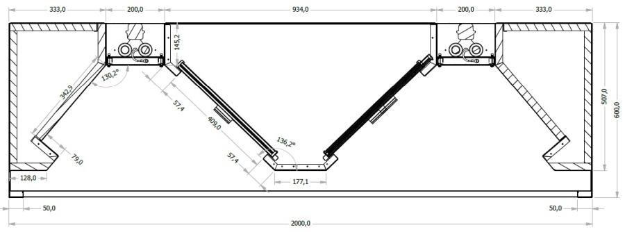 Induktion Zentralhaube Edelstahl 1500x1800x600 mm