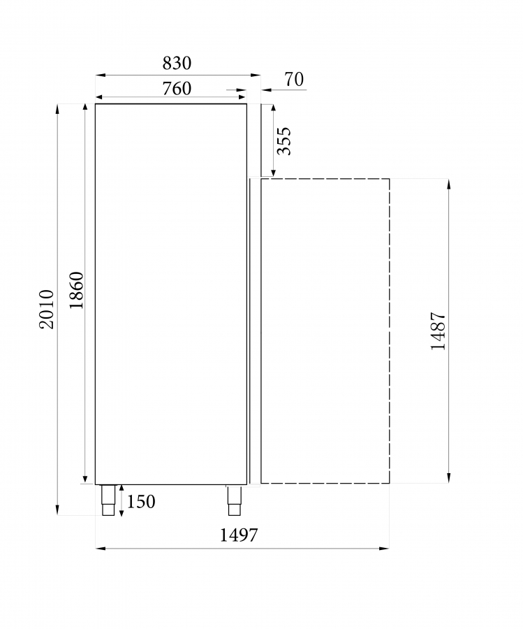 Kühlschrank Rfs 2 Türen | 1480x830x2010 mm