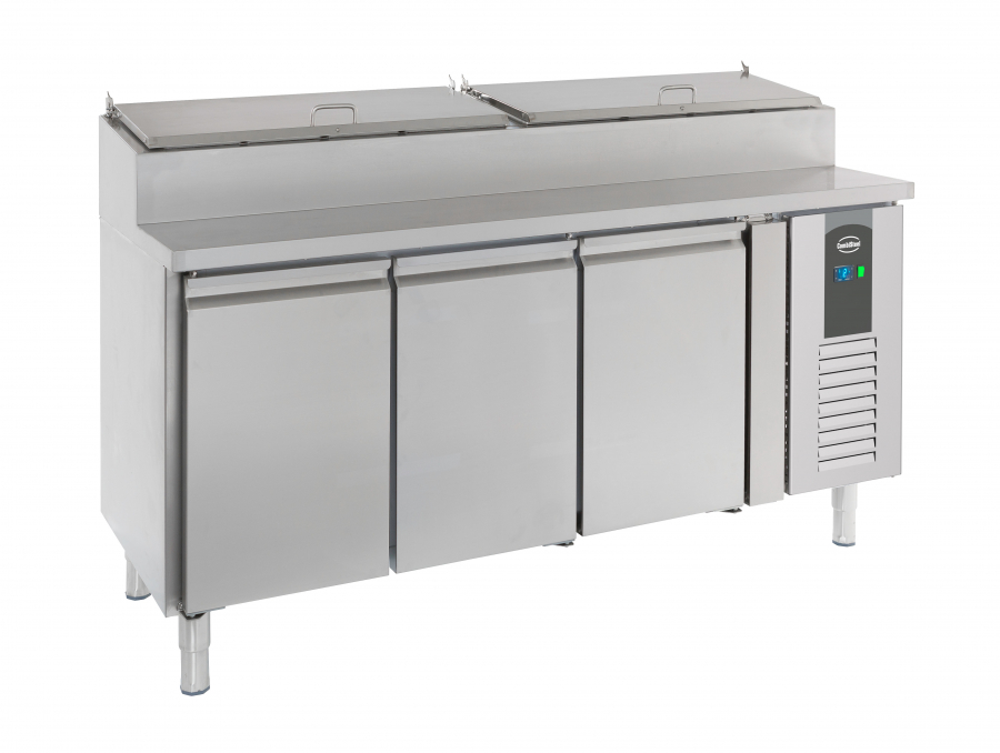 Saladette 3 Türen 8x1/3GN Behälter - Kühlvitrine für Gastronomiebedarf
