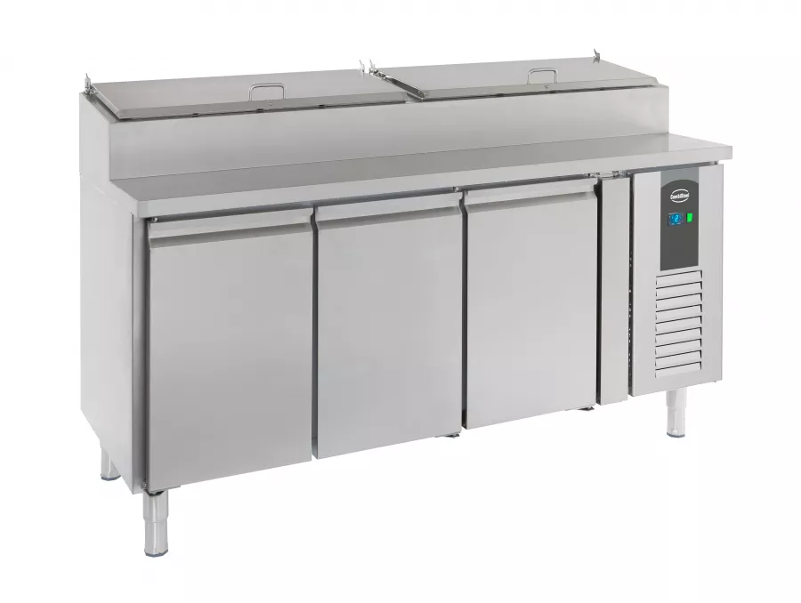 Saladette 3 Türen 8x1/3GN Behälter - Kühlvitrine für Gastronomiebedarf