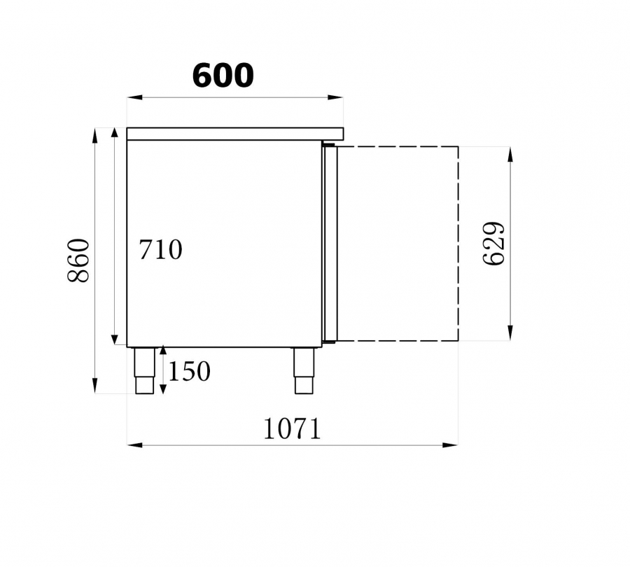600 Kühltisch 2 Türen | 228L | 1360x600x860 mm