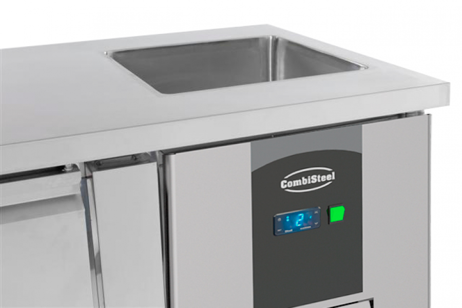 Edelstahl Kühltheke 3 Türen – Standard Line GN 3x1/1 Umluft Gastronomie