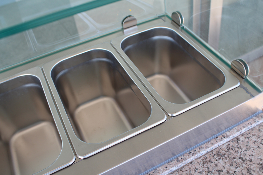 Pizzatisch mit Glas 3 Türen – Compact Line Edelstahl GN 1/1