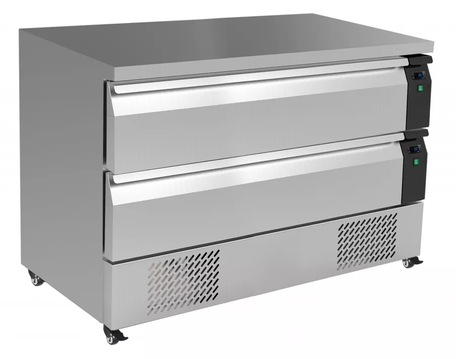 Kühl-/Tiefkühltisch 2 Schubladen – 6× 1/1 GN, 265 L, Edelstahl Kühl-/Tiefkühltisch 2 Schubladen – 6× 1/1 GN, 265 L, Edelstahl