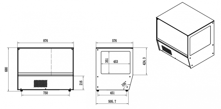 Kühlvitrine 159L mit LED & Umluftkühlung – Gebogene Glas-Design-Vitrine