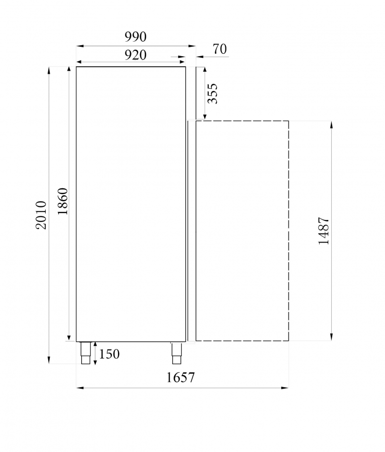 Bäckerei Tiefkühlschrank Edelstahl Umluftkühlung 737 Liter | 740x990x2010 mm
