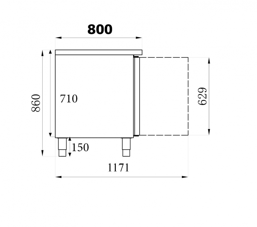 Bäckerei Kühltisch 2 Türen | 428L | 1510x800x860 mm