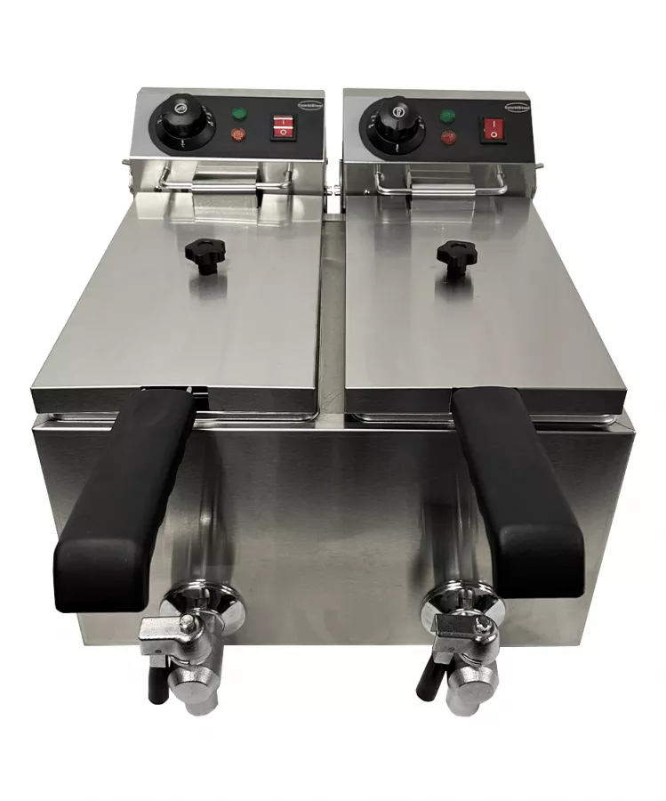 Doppelfritteuse 2×4 L – Profi-Tischfritteuse mit zwei Kammern Doppelfritteuse 2×4 L – Profi-Tischfritteuse mit zwei Kammern