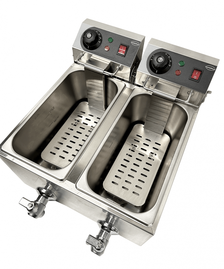 Doppelfritteuse 2×4 L – Profi-Tischfritteuse mit zwei Kammern Doppelfritteuse 2×4 L – Profi-Tischfritteuse mit zwei Kammern