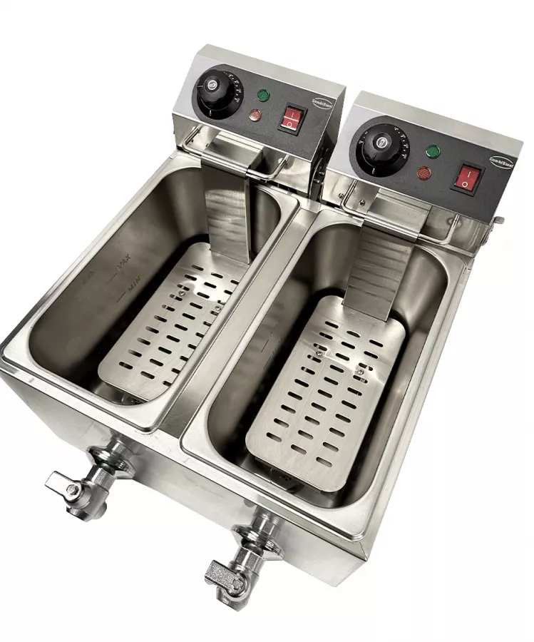 Doppelfritteuse 2×4 L – Profi-Tischfritteuse mit zwei Kammern Doppelfritteuse 2×4 L – Profi-Tischfritteuse mit zwei Kammern