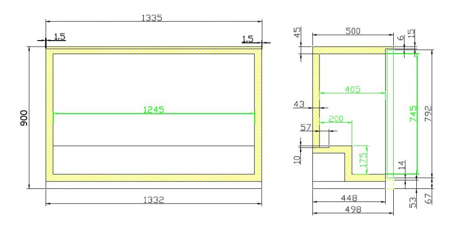 Barkühler Schwarz LED 3 Türen 298 Liter 1335x500x900 mm
